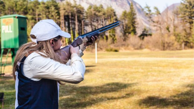 Woman Clay Pigeon Shooting